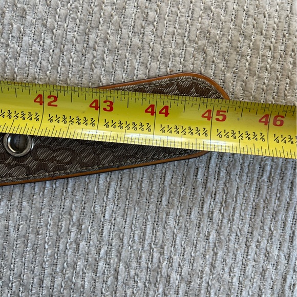 COACH Signature Monogram Leather Canvas Belt XL Preppy Classic Brown Tan - Picture 9 of 9